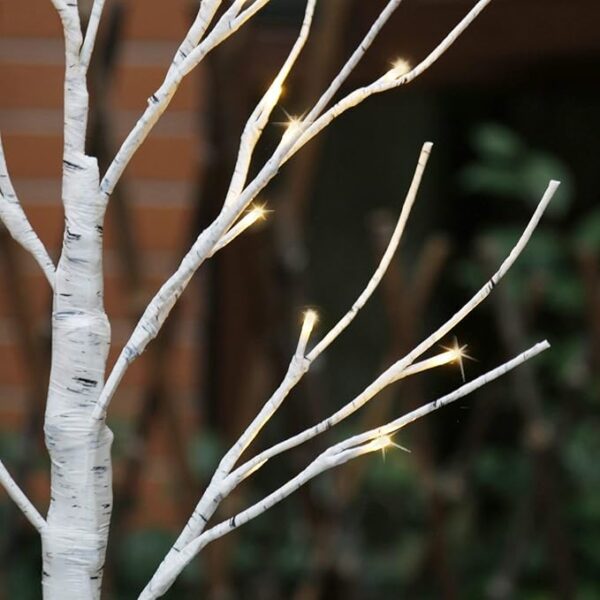 EAMBRITE Tabletop Birch Tree Christmas Decorations, White Birch Tree with Lights, 24 LED Lighted Mini Money Tree Twig Tree Battery Operated with Timer, Indoor Home Centerpiece Decor (2FT/Warm White) 4