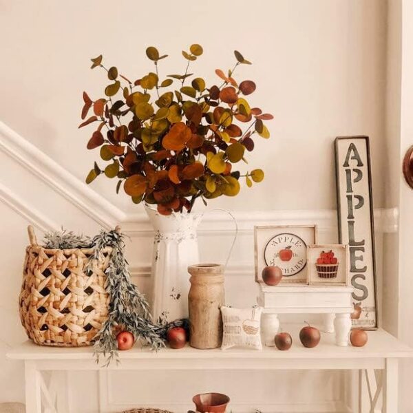 Artificial Fall Eucalyptus Leaves Greenery Stems Plants 4