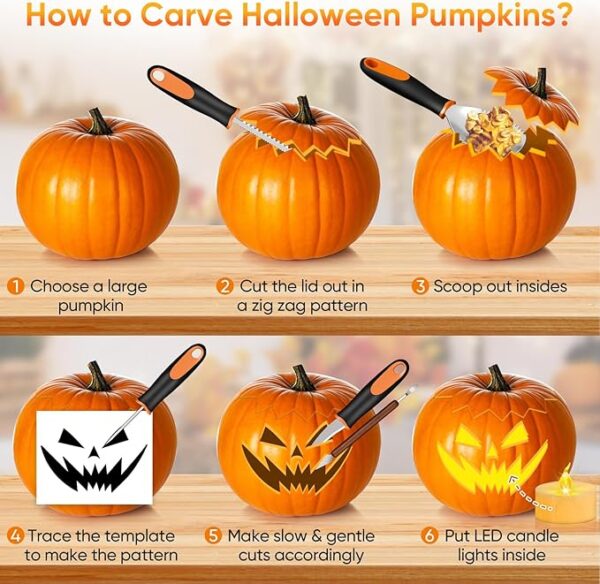 Pumpkin Carving Kit with Stencils, 31 PCS 2