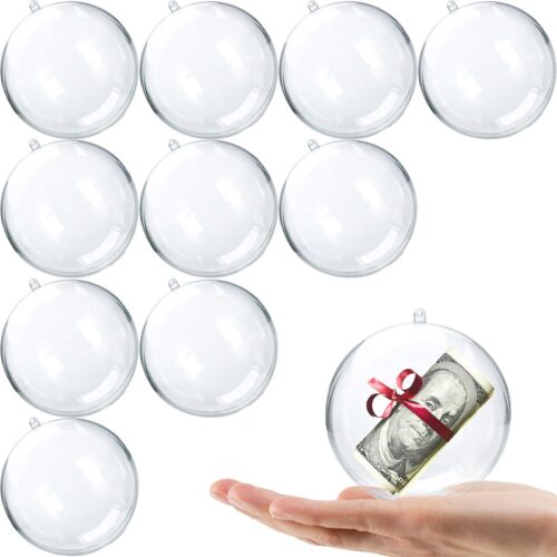 10pk Clear Plastic Fillable Ornaments for Crafts