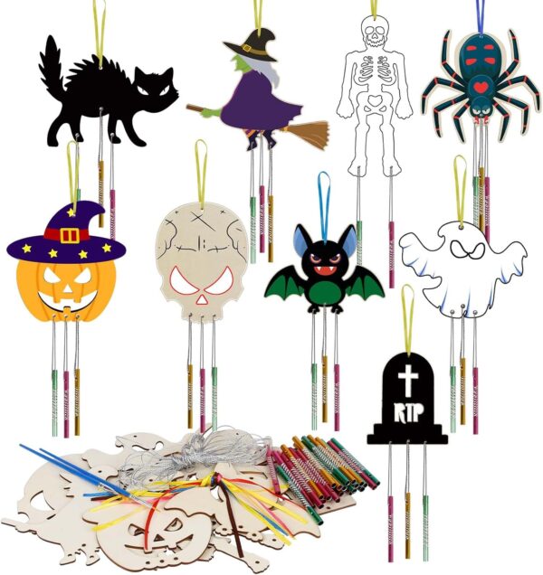 9 Pack Halloween Wind Chime Kit for Kids 1