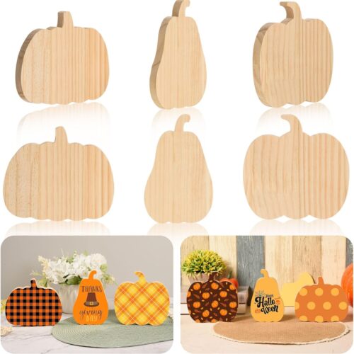 71LDG7Fr3zL._AC_SL1500_ 6 Pcs Fall Pumpkin Wooden Cutouts