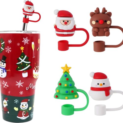 4 Pcs Christmas Straw Cover Cap for Stanley Cup