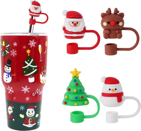 4 Pcs Christmas Straw Cover Cap for Stanley Cup 1