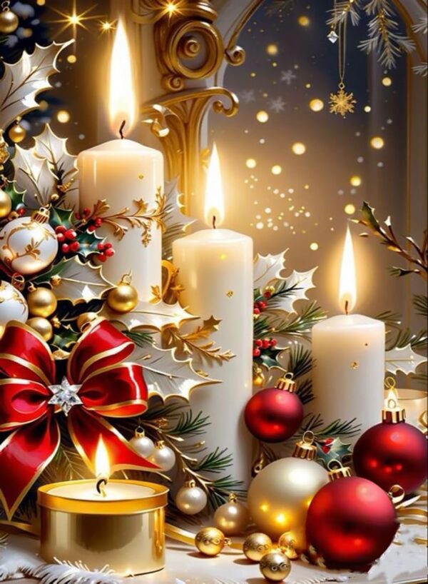 Christmas Candles DIY 5D Diamond Art Kits 1
