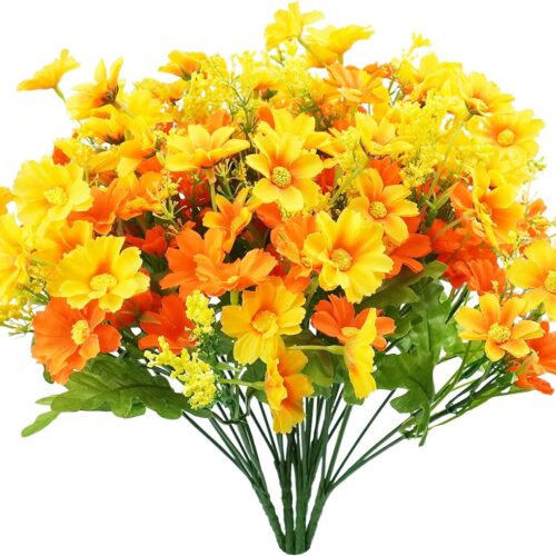 Artificial Fake Flowers, 6 Bundles Daisy Mums Flowers