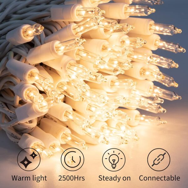 String Lights with 100 Clear Bulbs on White Wire 4