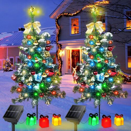 Solar Christmas Tree Lights Outside Decorations