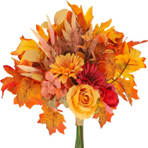 812FyfXEoeL._AC_SL1500_ Artificial Fall Flowers Bouquets Silk Orange
