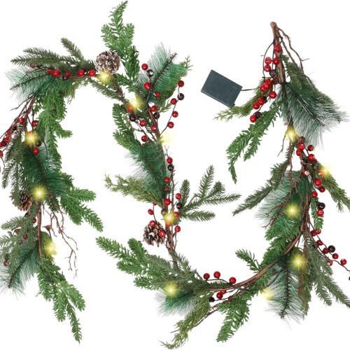 817dHNHo4XL._AC_SL1500_ 6 FT Pre-lit Artificial Christmas Garland with 20 LED Lights