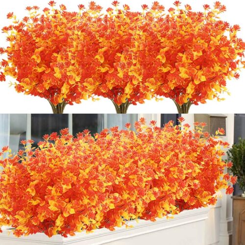 6 Bundles Artificial Fall Flowers No Fade Faux Autumn Plants