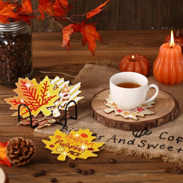 Fall Diamond Art Coasters Maple Leaves 3