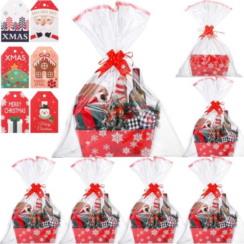 6 Sets 12 x 10 Large Red Snowflake Christmas Baskets