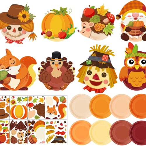 24 Pieces Fall Crafts for Kids Fall Plate Craft Kits