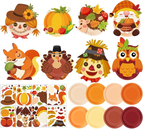 24 Pieces Fall Crafts for Kids Fall Plate Craft Kits 1