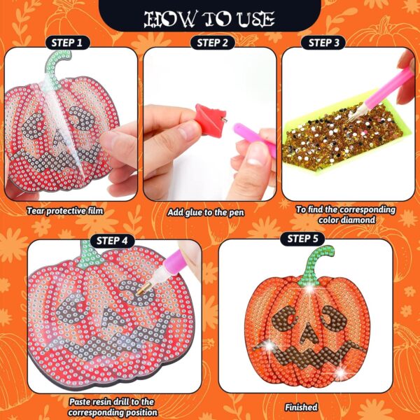 Halloween Diamond Art Coasters Pumpkin 4