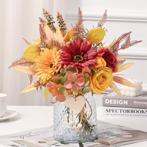 81RIELsQWCL._AC_SL1500_ Fake Flowers in Vase, Artificial Dahlia Flowers with Vase