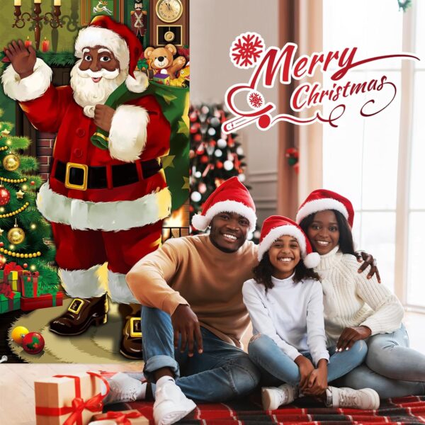 Black Santa Claus Door Cover Christmas Front Door 4