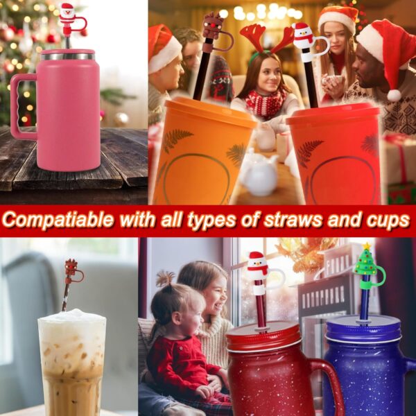 4 Pcs Christmas Straw Cover Cap for Stanley Cup 4