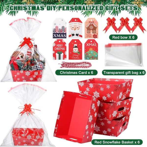 6 Sets 12 x 10 Large Red Snowflake Christmas Baskets 2
