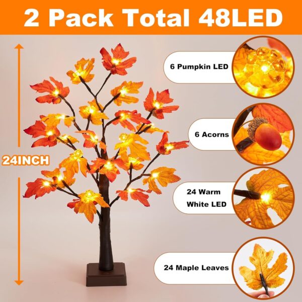 2 Pack & Timer 24 Inch Artificial Fall Lighted Maple Tree Decor 3