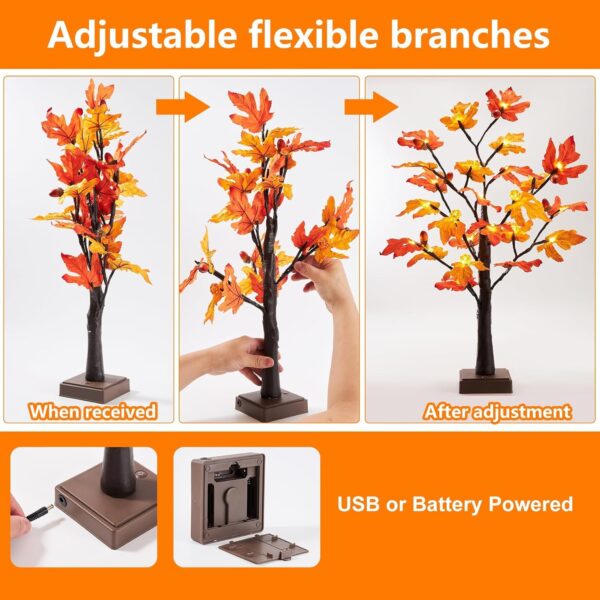 2 Pack & Timer 24 Inch Artificial Fall Lighted Maple Tree Decor 4
