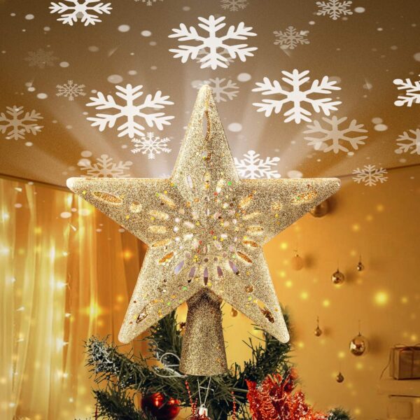 Christmas Star Tree Topper with Built-in Led Snowflake 1