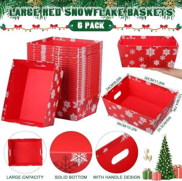 6 Sets 12 x 10 Large Red Snowflake Christmas Baskets 3