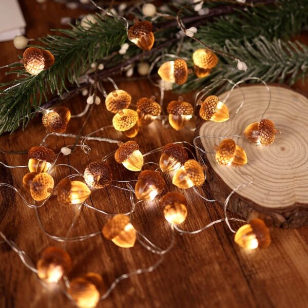 3D Twinkle Acorn Fall Decorations Harvest String Lights 3