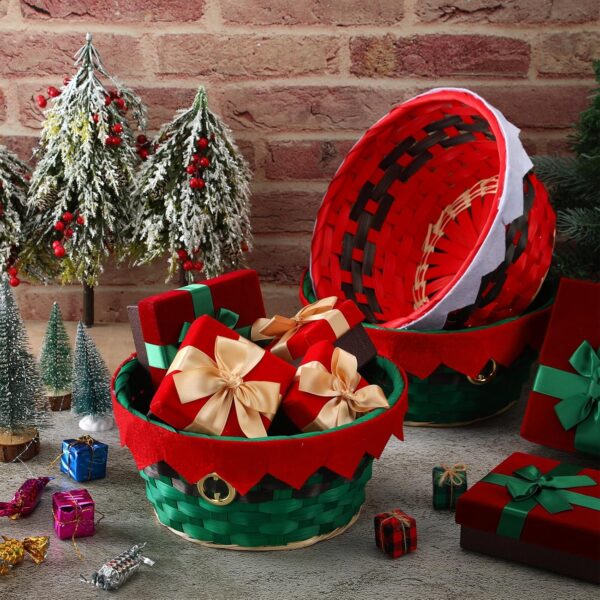 6 Pcs Christmas Baskets Round Gift Empty 4