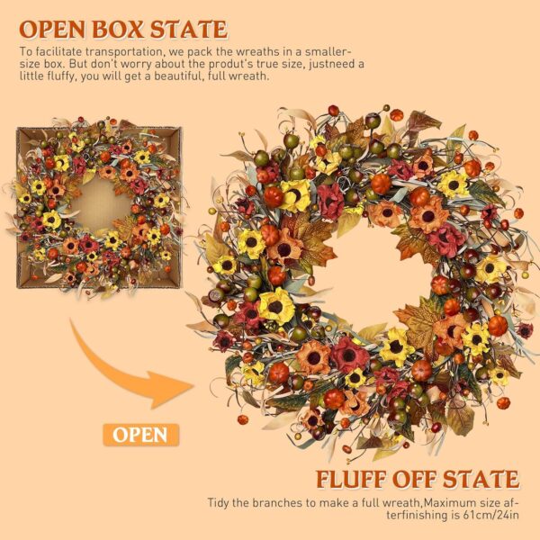 Fall Wreath with Lights, 22-24 Inch 5