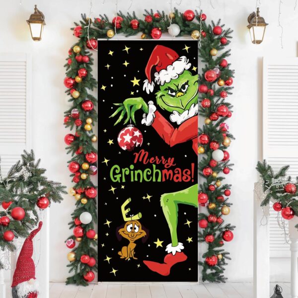 Grinch Door Cover Decorations for Christmas 1