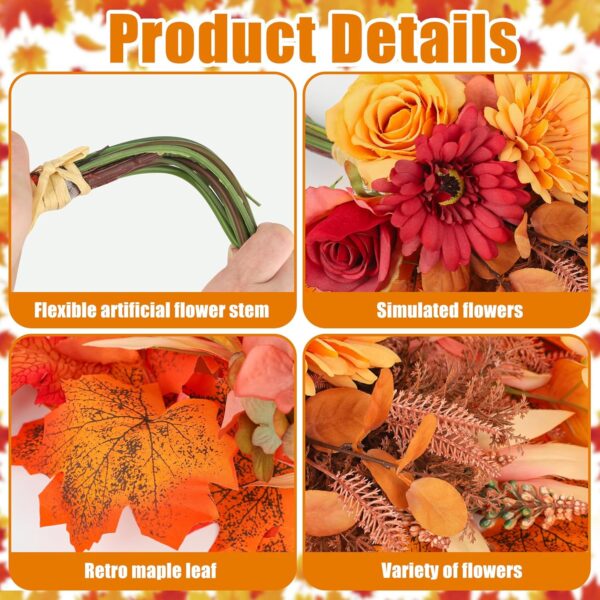 Artificial Fall Flowers Bouquets Silk Orange 3