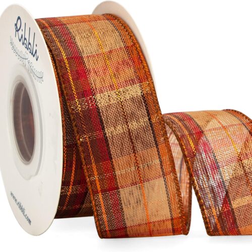 Fall Burlap Wired Ribbon with Gold Foil