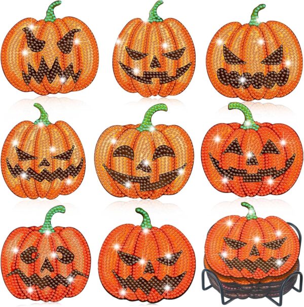Halloween Diamond Art Coasters Pumpkin 1