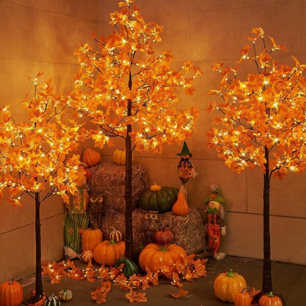6FT 120LED Artificial Lighted Maple Tree Warm White 2