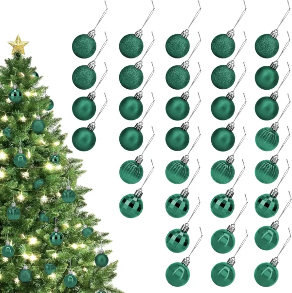 34 Pcs Christmas Glitter 1.5" Ball Ornaments 1