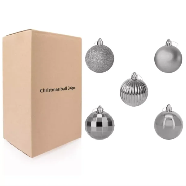 34 Pcs Christmas Glitter 1.5" Ball Ornaments 2