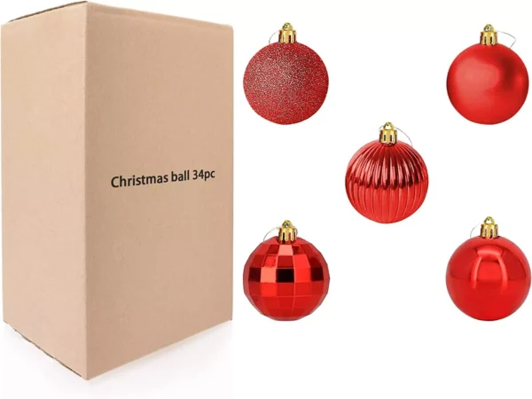 34 Pcs Christmas Glitter 1.5" Ball Ornaments 3