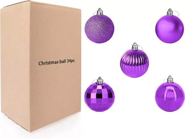 34 Pcs Christmas Glitter 1.5" Ball Ornaments 4