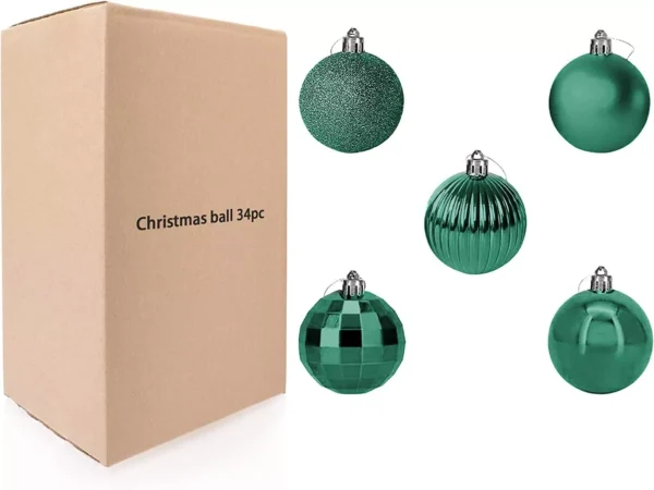 34 Pcs Christmas Glitter 1.5" Ball Ornaments 5
