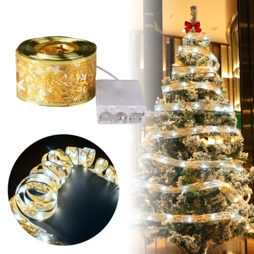 Christmas Ribbon Fairy Lights Xmas Tree