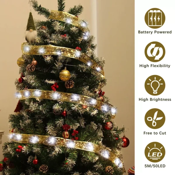 Christmas Ribbon Fairy Lights Xmas Tree 4