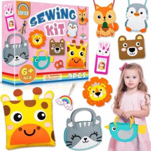 Beginner Sewing Kit for Kids 9 Pack Cute Felt DIY