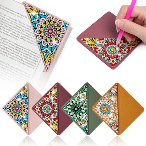 4 Pcs Diamond Art Painting Bookmarks,DIY Diamond Art