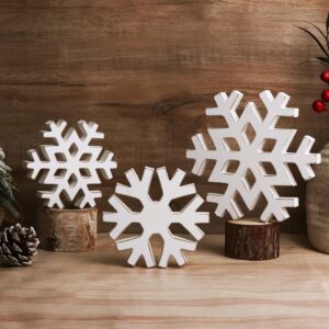 3 Pcs Snowflake Christmas Rustic Farmhouse Table Decoration
