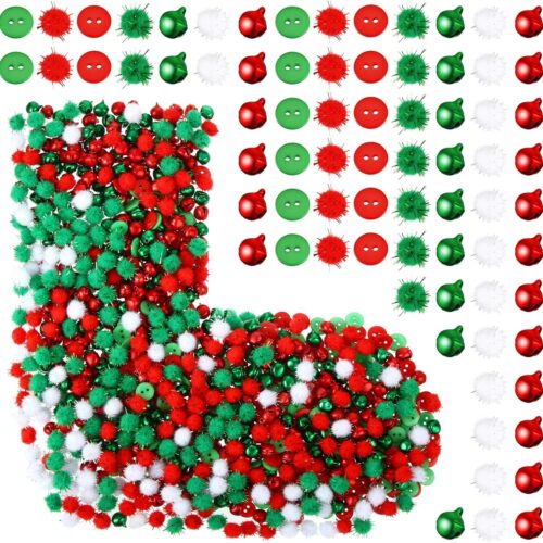 1 1200 Pieces Christmas Craft Embellishments Set, Christmas Resin Buttons