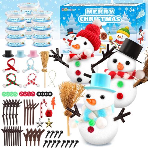 1 12 Pack DIY Snowman Kit Modeling Air Dry Clay Craft Kits for Kids