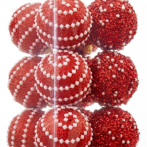 1 Christmas Ball Decorations Shatterproof Plastic Hanging Pearl Balls (70mm/2.76", 12ct)