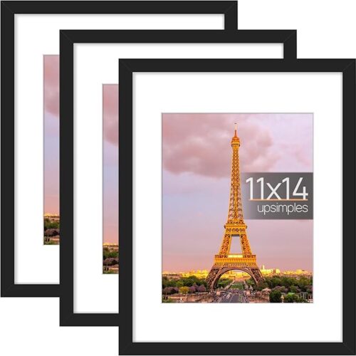 1 1x14 Picture Frame Set of 3, Made of High Definition Glass for 8x10 with Mat